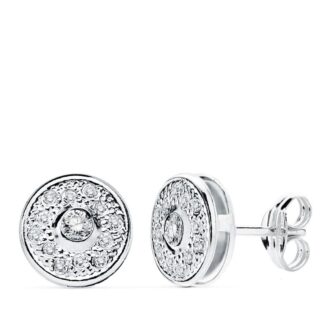 18K PENDIENTES ORO BLANCO REDONDOS 8 MM