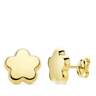 18K PENDIENTES ORO AMARILLO FLOR LISA 10X10 MM