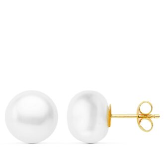 18K PENDIENTES PERLA BOTON 9-9.5 MM PRESION