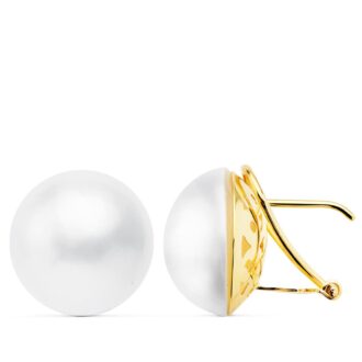 18K PENDIENTES PERLA JAPONESAS 14-15 MM