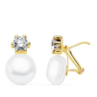 18K PENDIENTES PERLA 17X10 MM OMEGA