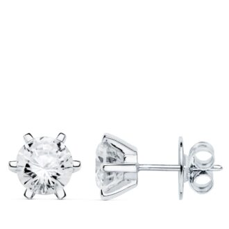 18K PENDIENTES ORO BLANCO 6 GARRAS CIRCONITA 8X8