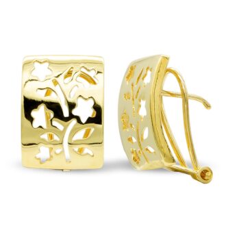 18K PENDIENTES ORO AMARILLO FLORES CALADAS