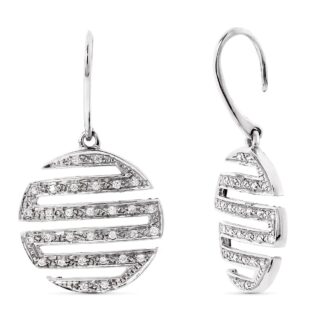 18K PENDIENTES ORO BLANCO REDONDOS CON CIRCONITAS