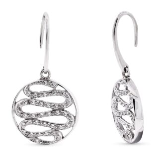 18K PENDIENTES ORO BLANCO MOTIVO REDONDO CON CIRCONITAS CIERRE GANCHO