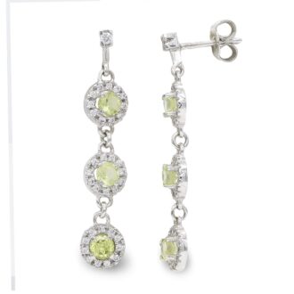 18K PENDIENTES ORO BLANCO LARGOS CUAJOS CIRCONITAS