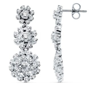 18K PENDIENTES ORO BLANCO CIRCONITAS 32X12 MM