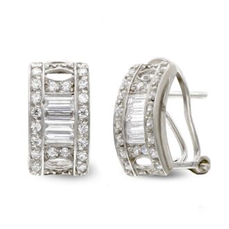 18K PENDIENTES ORO BLANCO BARRITAS Y CIRCONITAS