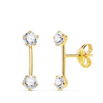 18K PENDIENTES CIRCONITAS BARRA 13X3MM