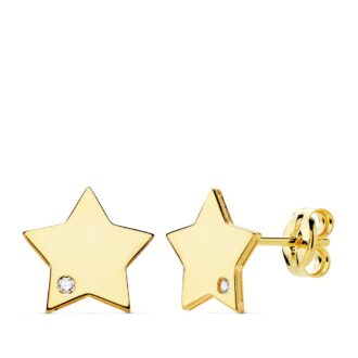 18K PENDIENTES ESTRELLA CIRCONITAS 8X8 MM