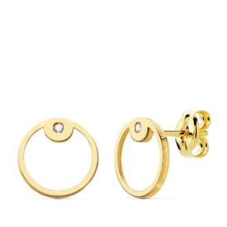 18K PENDIENTES REDONDOS CIRCONITAS 8 MM