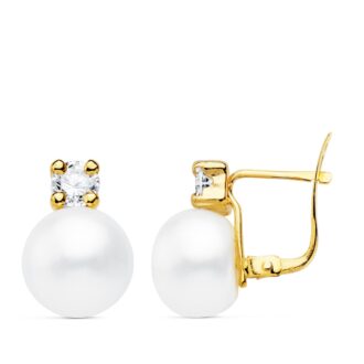 18K PENDIENTES PERLA Y GARRAS 13X9 MM CIERRE CATALAN