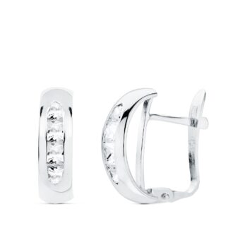 18K PENDIENTES ORO BLANCO BANDA CIRCONITAS 13.5X5 MM