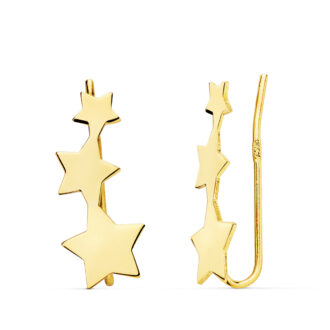 18K PENDIENTES TREPADORES ESTRELLAS 16X7 MM