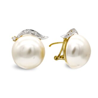 18K PENDIENTES ORO AMARILLO Y PERLA SINTETICA RAMA 16 MM