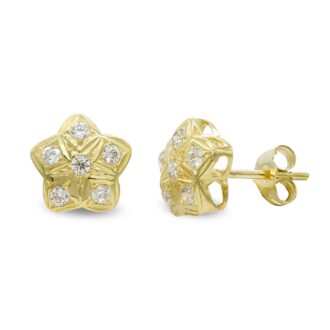 18K PENDIENTES ORO AMARILLO ESTRELLA Y CIRCONITAS