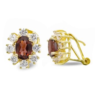 18K PENDIENTES ORO AMARILLO GRANATE 7X5 MM CIRCONITAS