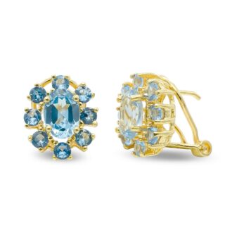 18K PENDIENTES ORO AMARILLO AGUAMARINA 7X5 MM