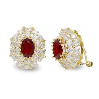 18K PENDIENTES ORO AMARILLO OVAL PIÑA CIRCONITAS