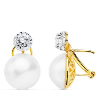 18K PENDIENTES PERLA JAPONESAS 13 MM