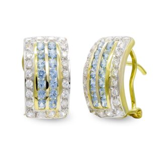 18K PENDIENTES ORO AMARILLO Y CIRCONITAS CIERRE OMEGA