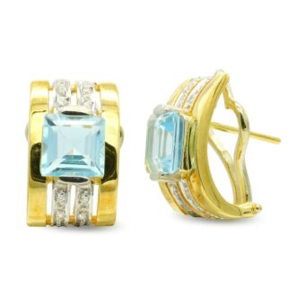 18K PENDIENTES ORO AMARILLO PIEDRA CUADRA Y CIRCONITAS