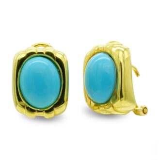 18K PENDIENTES ORO AMARILLO TURQUESA OVAL