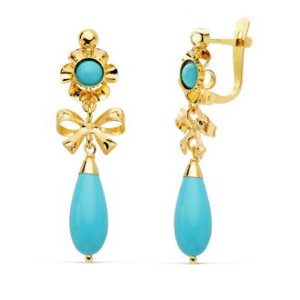18K PENDIENTES LAZO TURQUESA 33X10 MM