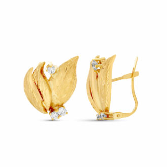 18K PENDIENTES HOJAS LAPIDADAS. 19X15 MM