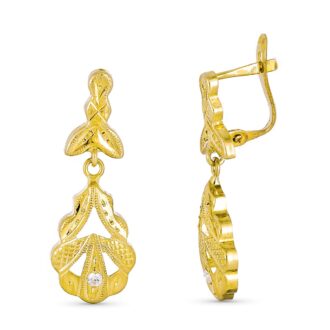 18K PENDIENTES ORO AMARILLO CUBANA DOS CUERPOS 27X10 MM CIERRE CATALAN