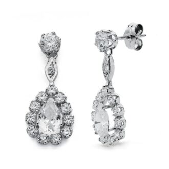 18K PENDIENTES LARGOS ORO BLANCO PRESION